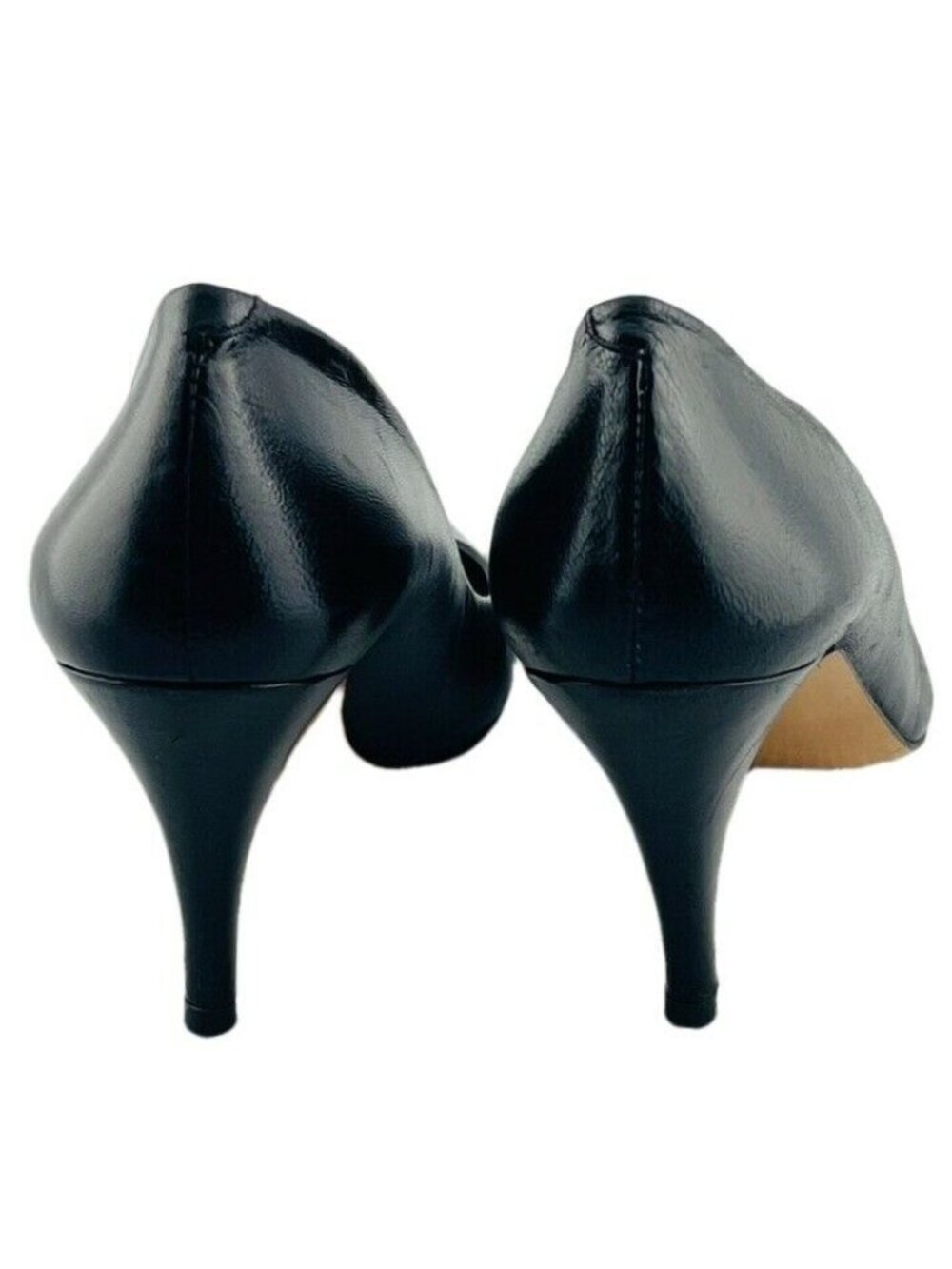 Halston III Black Leather Pointed Toe Pumps Womens Size 9AA - Picture 8 of 9